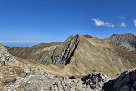 Făgăraș-Durchquerung: Blick vom Podu-Giurgiului-Pass bis hinüber zum Viștea Mare