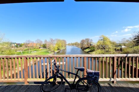 Holzbrücke in Schwedt, Oder-Neiße-Radweg von Küstrin-Kietz nach Schwedt