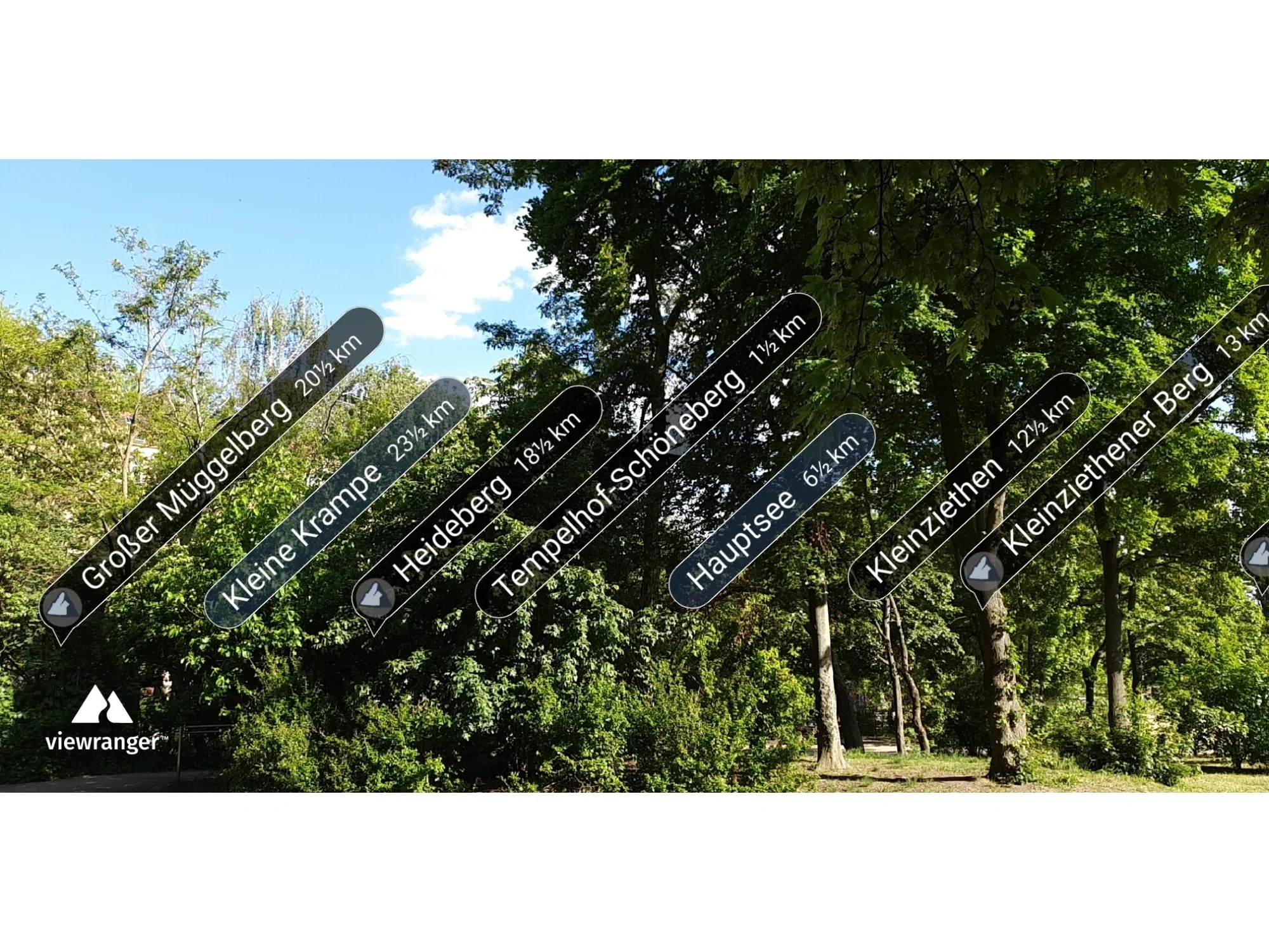 Augmented Reality (AR) Augmented Reality Anwendung "Skyline" der früheren App ViewRanger, heute Outdooractive
