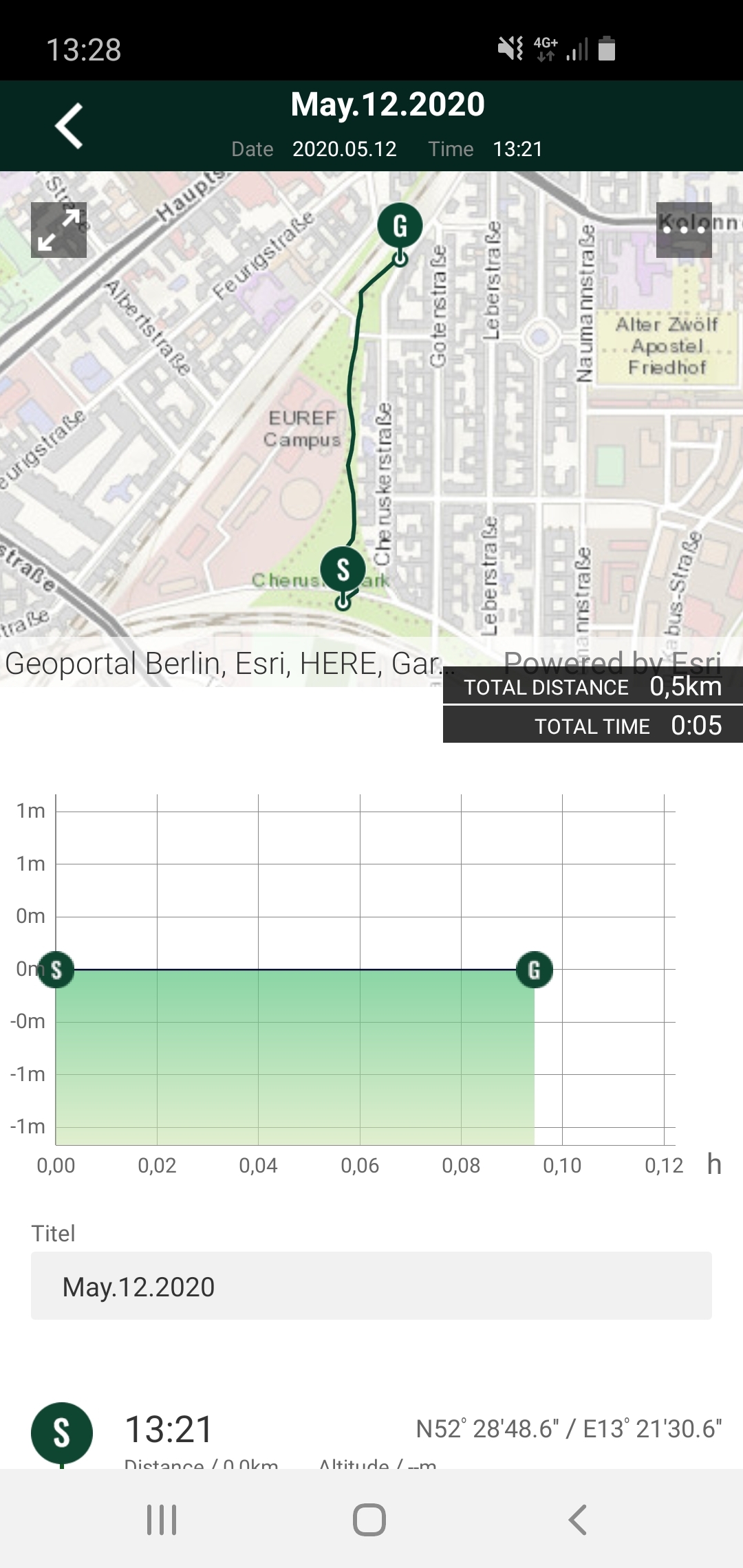 Route in der Casio Pro Trek Connected App