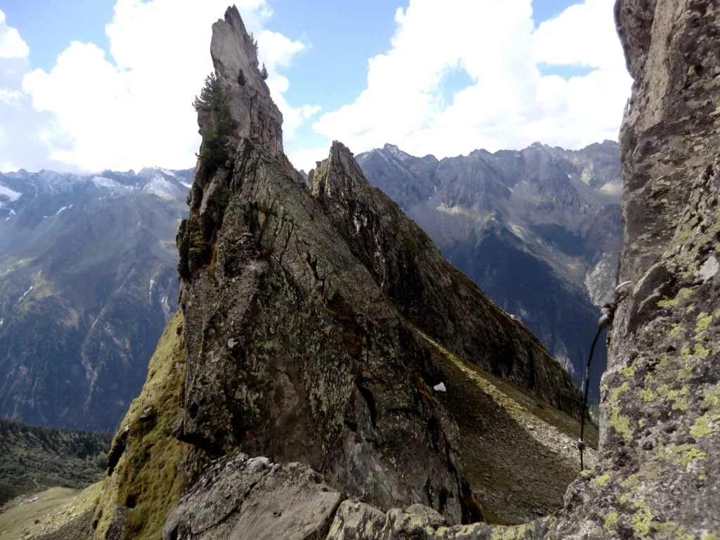 Ende von einem leichten Klettersteigs