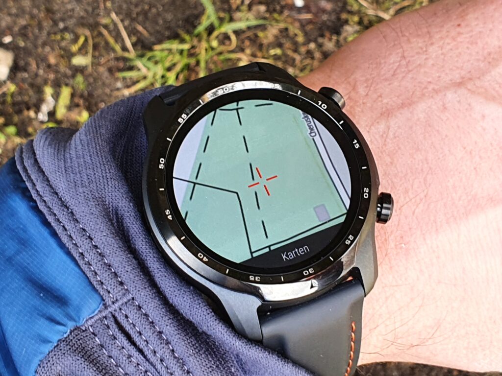 Outdooractive-Kartenansicht mit der Mobvoi Ticwatch Pro 3