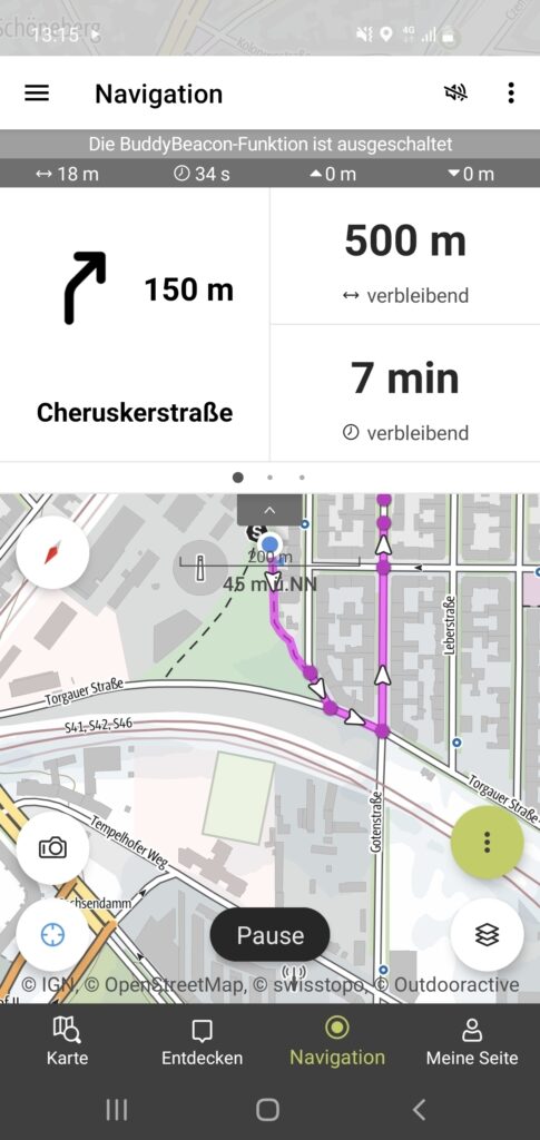 GPS-Navigation mit der Outdooractive Smartphone-App