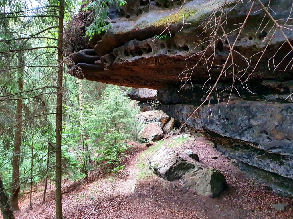 Pfad an den Felsen vom Kleinen Zschirnstein entlang