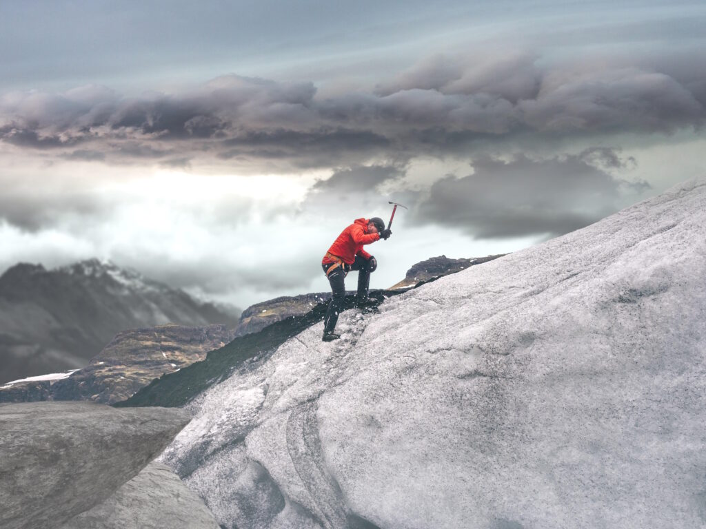 Schwierigkeitsgrad beim Bergwandern T5: Anspruchsvolle alpine Wanderung, weglos und teilweise Eis und Firn