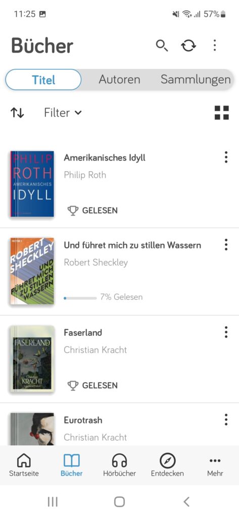 Bibliothek in der tolino app